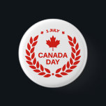 red canadian day maple leaf 1st july pin<br><div class="desc">Happy canadian day (1s july) pin button. Button with red maple leaf, symbol of canada. This red white maple leaf is a classic flag for canada day in july, for all canadians proud of their country. Red maple leaf with words canada day button can be used for government, citizens, business....</div>