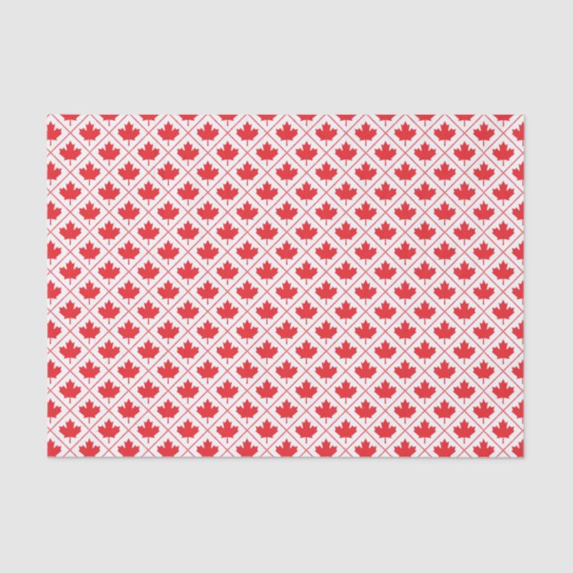 Red Canadian Flag Maple Leaf Diamond Pattern Tissue Paper (Front)