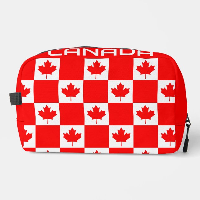 Red Canadian flag personalized toiletry travel bag (Front)