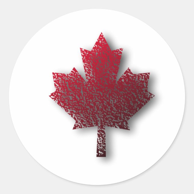 Red Canadian Maple Leaf Classic Round Sticker (Front)
