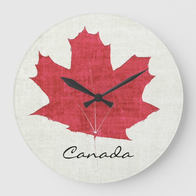 red Canadian maple leaf clock (Front)