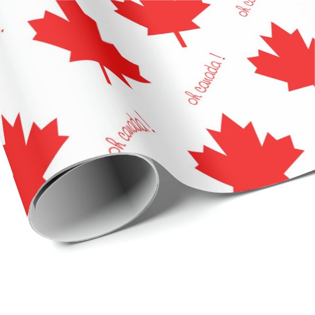 Red Canadian Maple leaf on white Wrapping Paper (Roll Corner)
