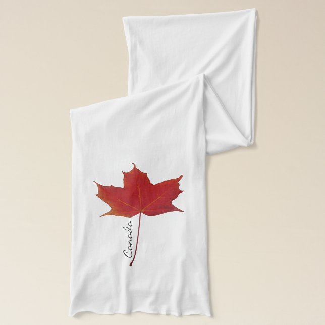 Red canadian maple leaf scarf (Left)