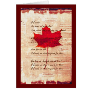 red canadian maple leaf with anthem