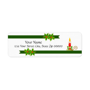 Red Candle Holiday Return Address Label