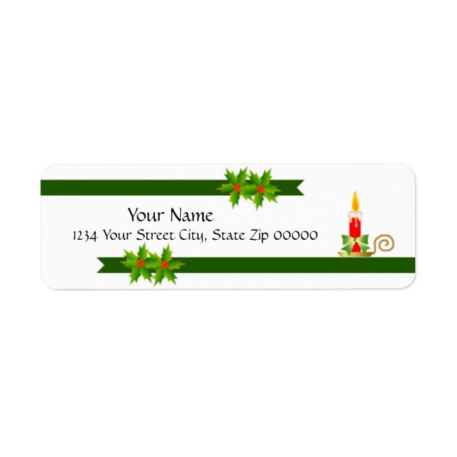 Red Candle Holiday Return Address Label (Front)