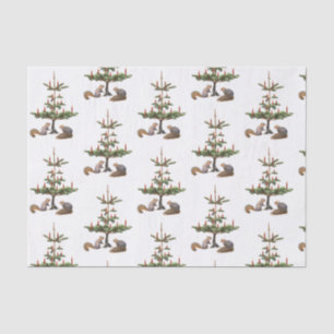 Red Candle Tree Squirrels Tissue Paper