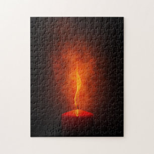 Red Candle with Warm Light Jigsaw Puzzle