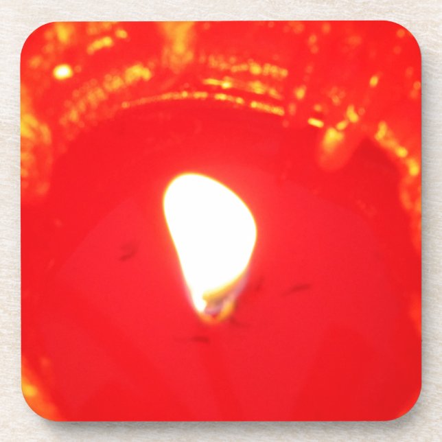 Red Candlelight, Flame , Candle, Christmas Love Coaster (Front)