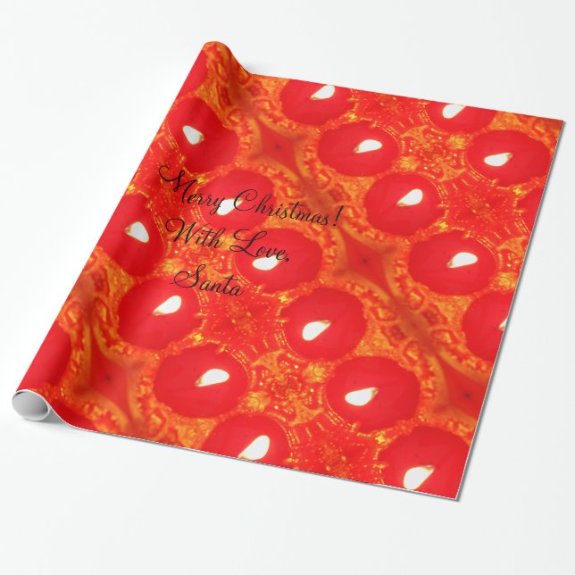 Red Candlelight Flame Candles Christmas Lights Wrapping Paper (Unrolled)