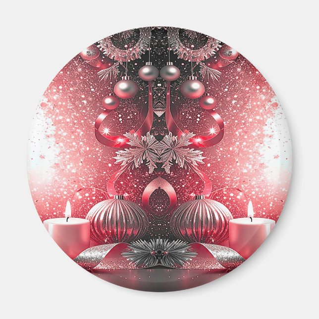 Red Candles Decorative Christmas Holiday Magnet (Front)