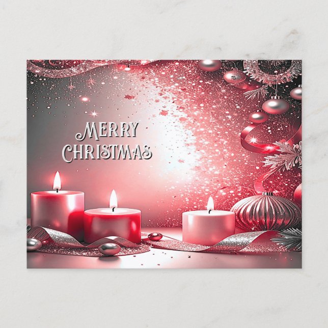 Red Candles Decorative Holiday Postcard (Front)