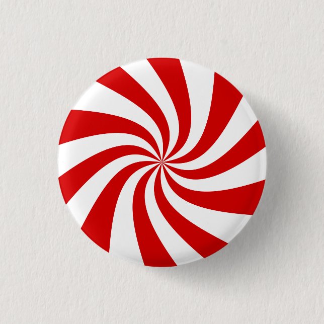 red candy cane party plate 1 inch round button (Front)