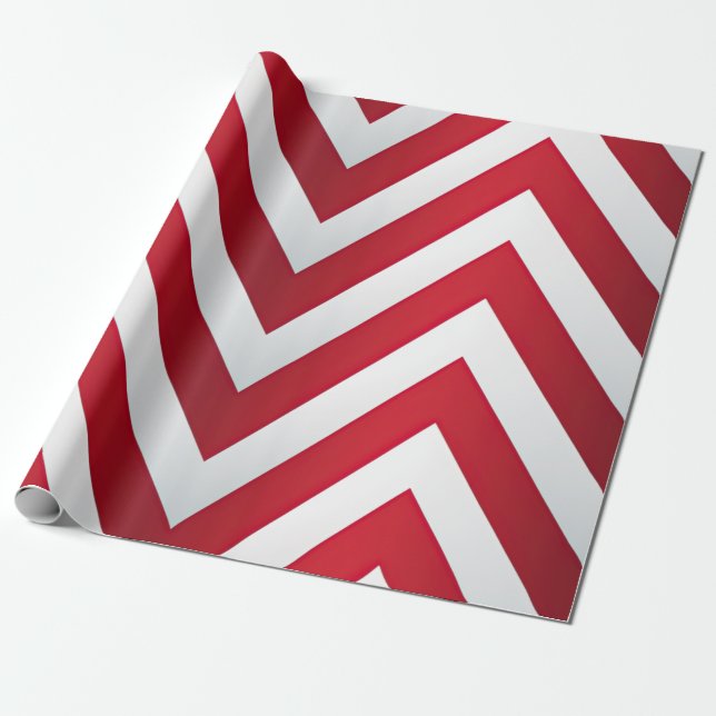 Red Candy Cane Stripes Pattern Wrapping Paper (Unrolled)