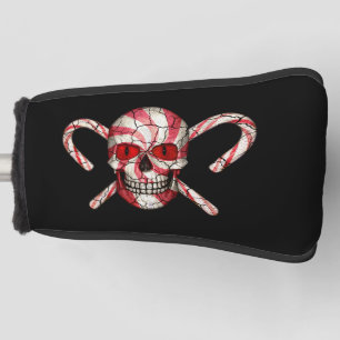 Red Candy Cane Sugar Skull Putter Covers