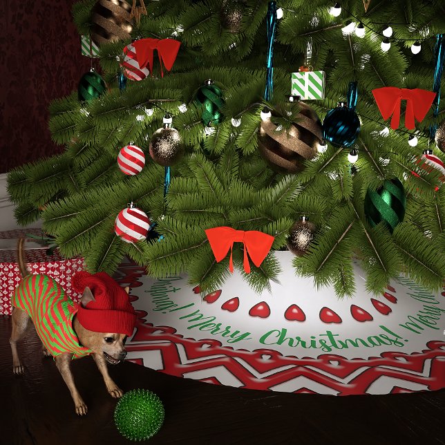 Red Candy Hearts   Brushed Polyester Tree Skirt (Creator Uploaded)