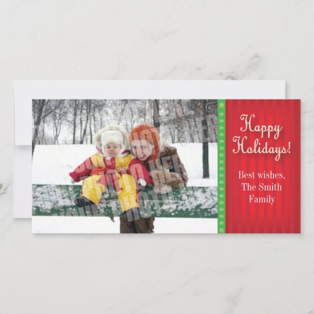 Red candy stripe holiday card (Front)