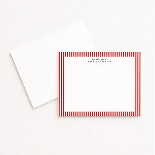 Red Candy Stripe Modern Note Card