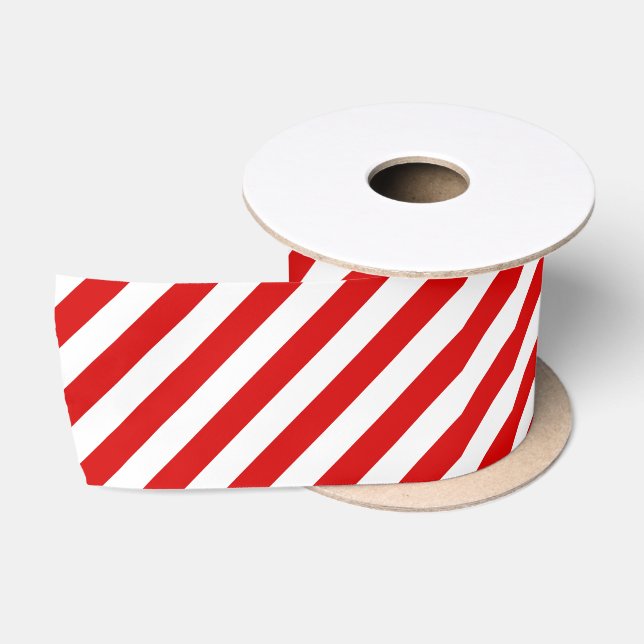Red Candy Stripe Satin Ribbon (Spool)