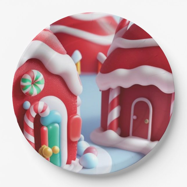 Red Candyland House - Paper Plate (Front)