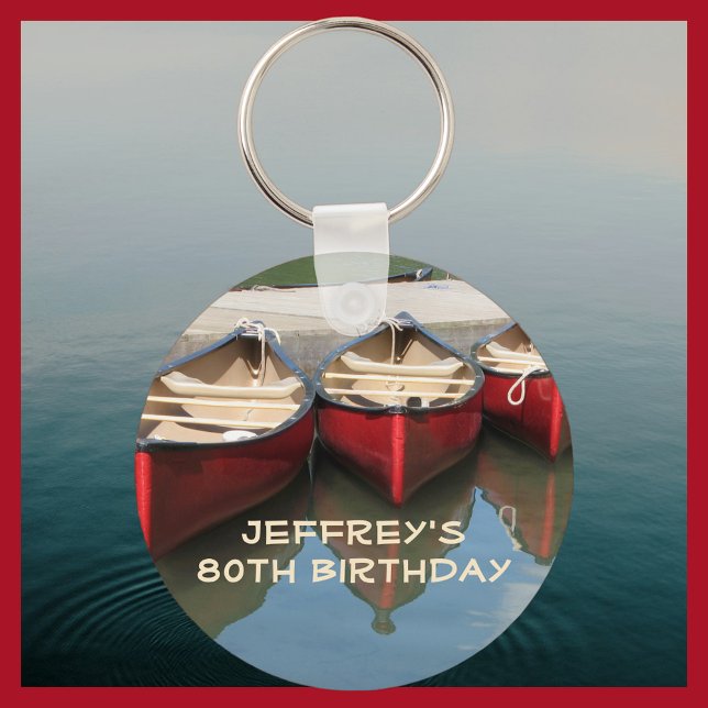 Red Canoes 80th Birthday Personalized Keychain (Creator Uploaded)
