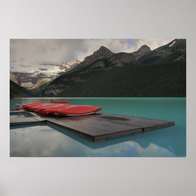 Red Canoes at Lake Louise Poster (Front)
