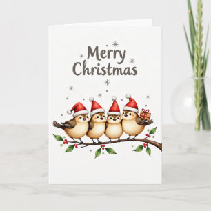 Red Cap Birds Christmas Card