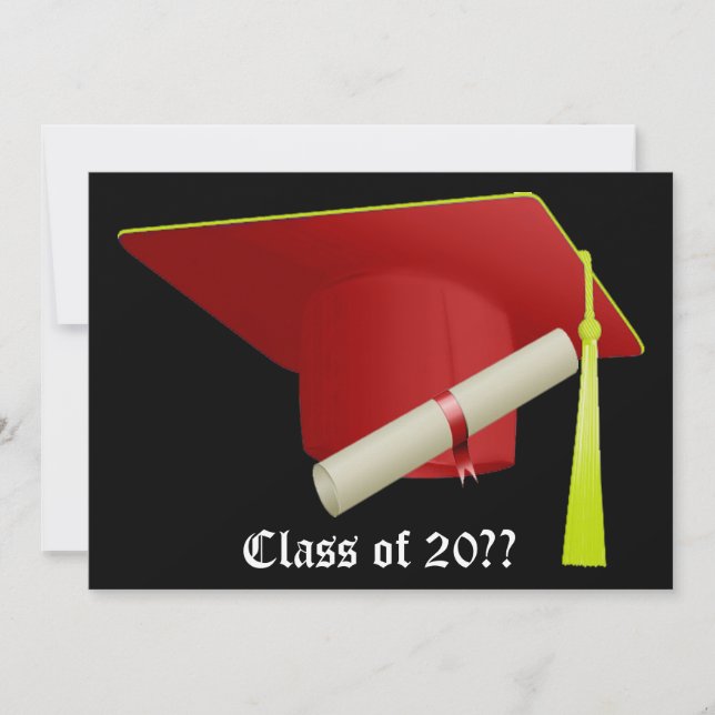 Red Cap Graduation Invitation (Front)