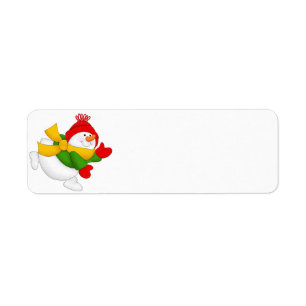 Red Cap Snowman Return Address Label
