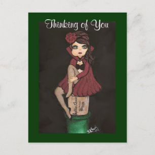 Red Caped Quantum Cutie is Thinking of You Postcard
