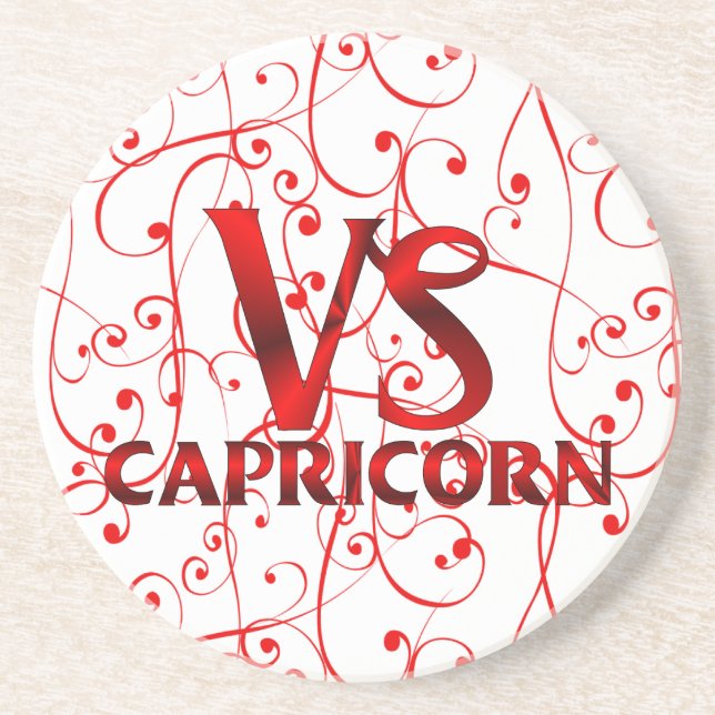 Red Capricorn Horoscope Symbol Coaster (Front)