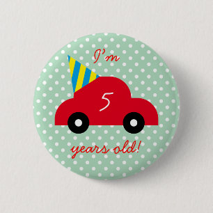 Red Car 2 Inch Round Button