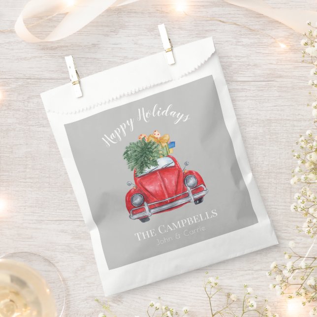 Red Car and Christmas Tree Customizable Favour Bag (Clipped)