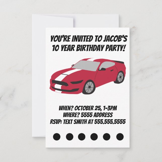 Red car boys/men birthday card (Front)