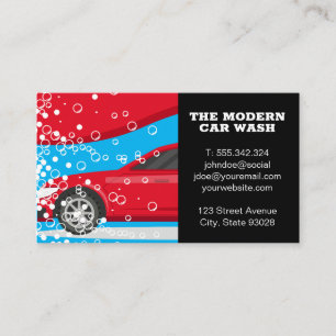 Red Car Car Wash Soap Bubbles Business Card