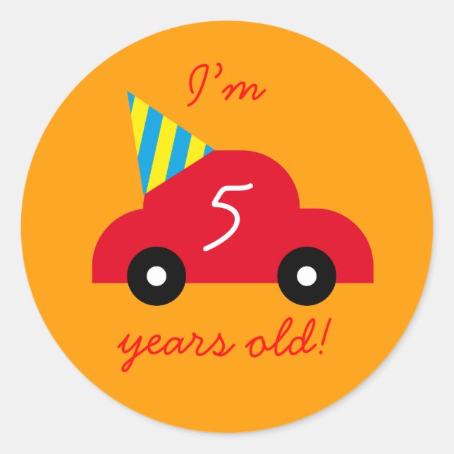 Red Car Classic Round Sticker (Front)