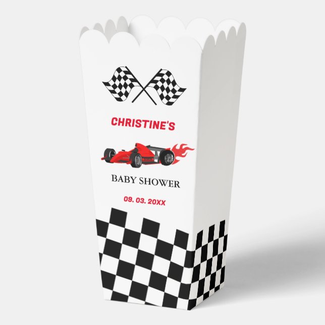 Red Car Race  Baby shower Favor Box (Back)