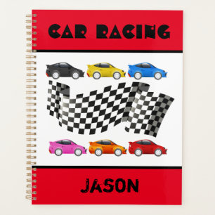 Red Car Racing Spiral Planner Notebook