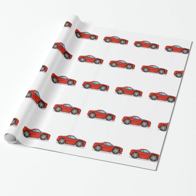 Red Car tuning racing Wrapping Paper (Unrolled)