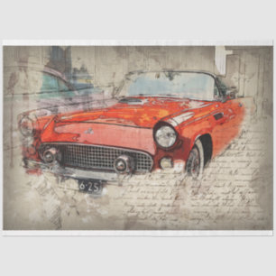 Red Car Vintage 20x30  Decoupage Tissue Paper