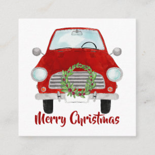 Red Car with Christmas wreath Holiday Card