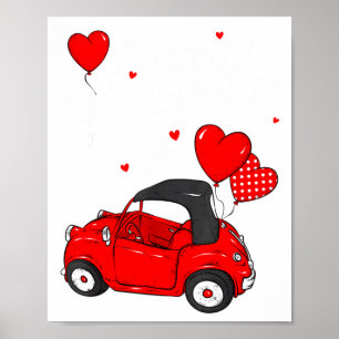 Red Car With Hearts Happy Valentines Day Gifts For Poster