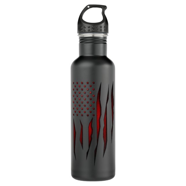 Red Carbon Fibre Onyx American Flag.png 710 Ml Water Bottle (Front)