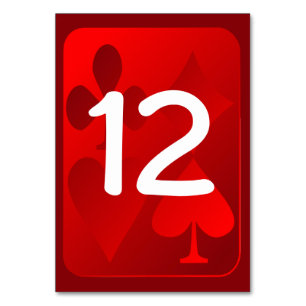 Red Card Suits Custom Wedding Table Number