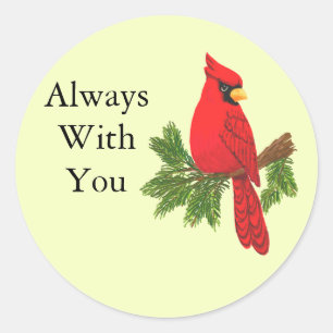 Red cardinal, always with you classic round sticker