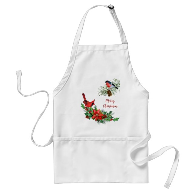 Red Cardinal and Bullfinch Bird Holiday Standard Apron (Front)