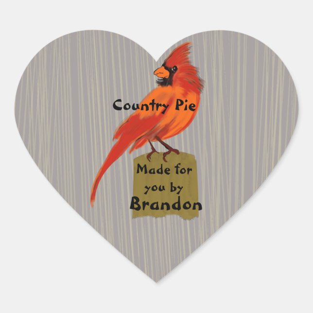 Red Cardinal Baked Goods Canning  Heart Sticker (Front)
