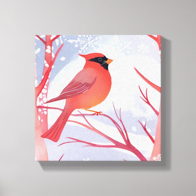 Red Cardinal | Beautiful Watercolor Painting Canvas Print (Front)