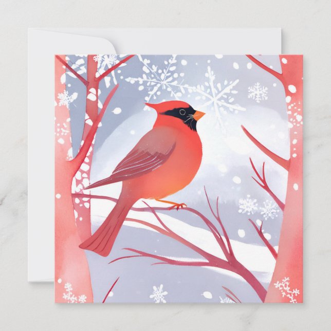 Red Cardinal | Beautiful Watercolor Painting Card (Front)