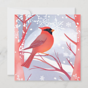 Red Cardinal Beautiful Watercolor Painting Card